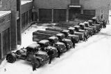 Nokian Tyres trucks outside factory in Nokia